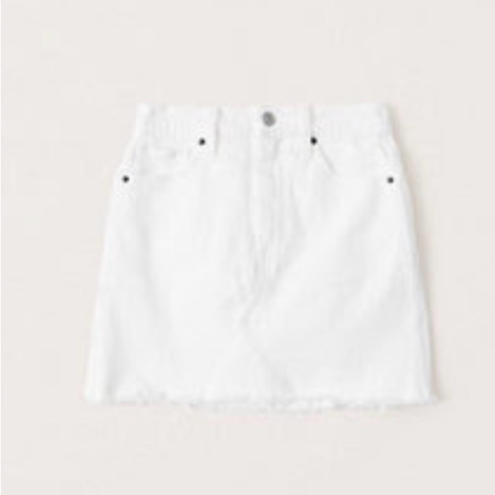 Abercrombie & Fitch Cream White Distressed Denim Mini Skirt